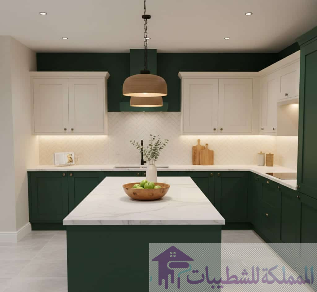 "تصميم وتنفيذ خلفية شاشة تدمج ألواح بديل الرخام اللامعة مع بديل الخشب المضلع، من تنفيذ فني تركيب بديل خشب ورخام بالدمام "